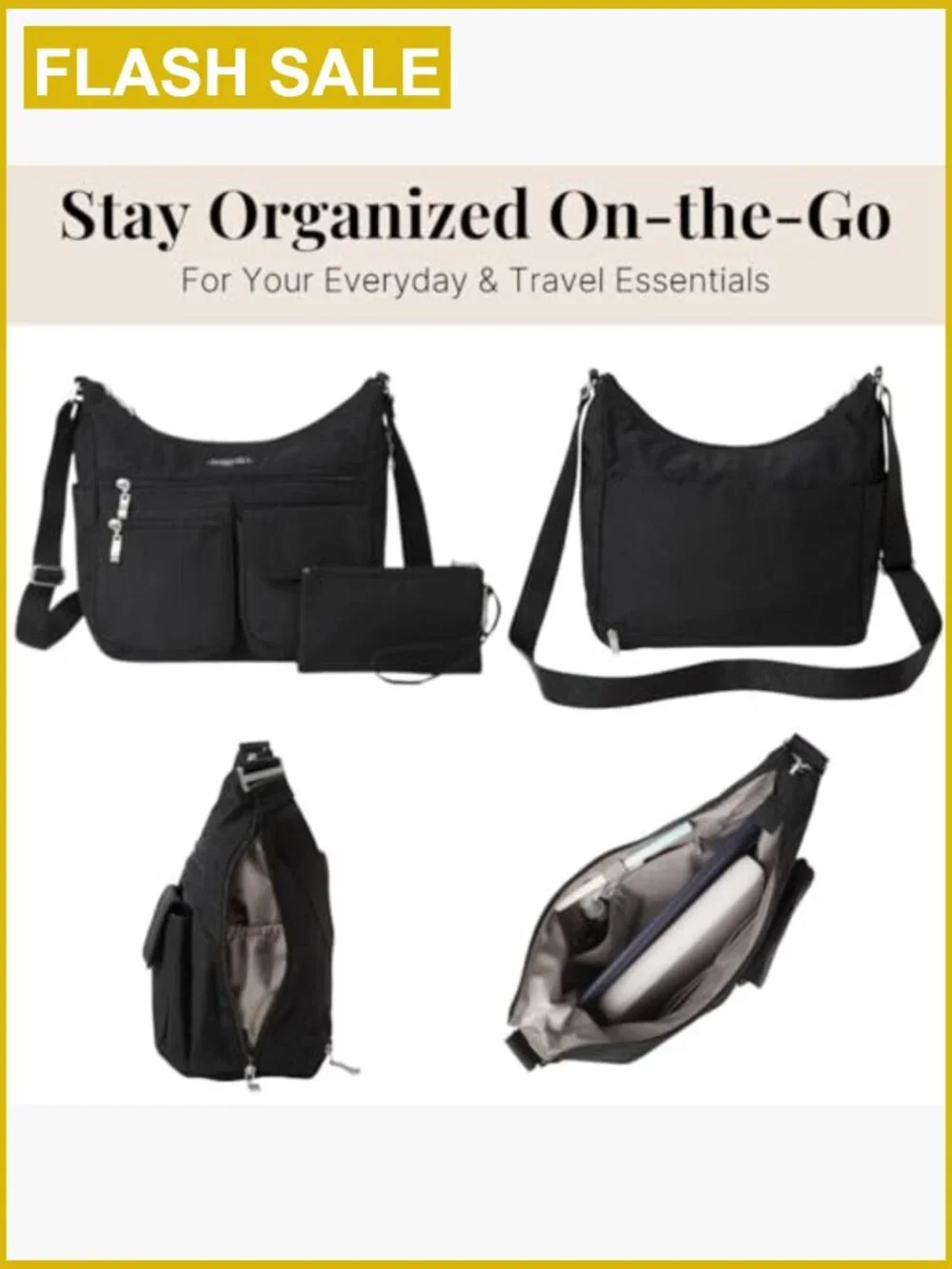 Large Hobo Crossbody Bag Lightweight Nylon RFID Wristlet Travel